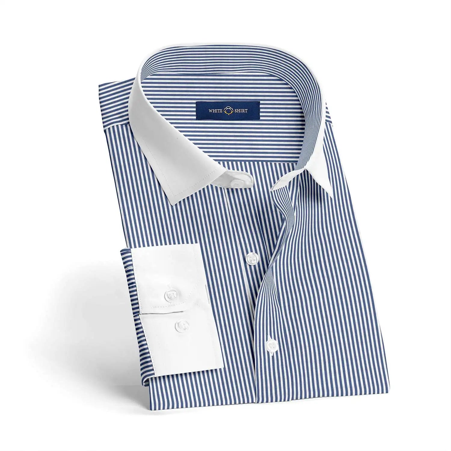 White Blue Stripes. White Cotton Shirt White Blue Stripes. White Cotton Shirt