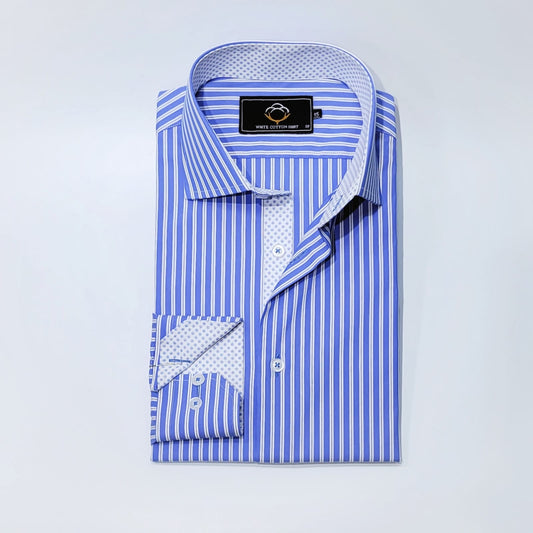 Skyblue White Slim Stripes