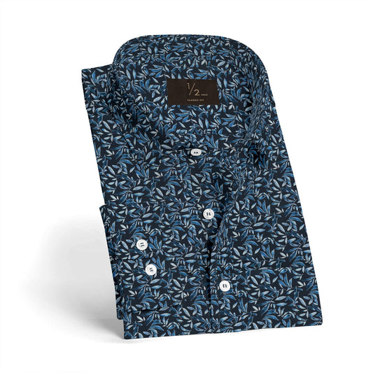 Navy Skyblue Leaves.